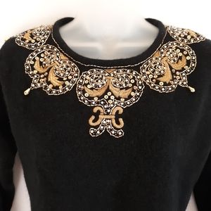 Vintage embellished wool blend sweater